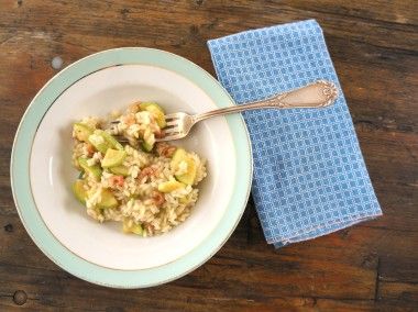 Citroenrisotto met courgette en garnaaltjes