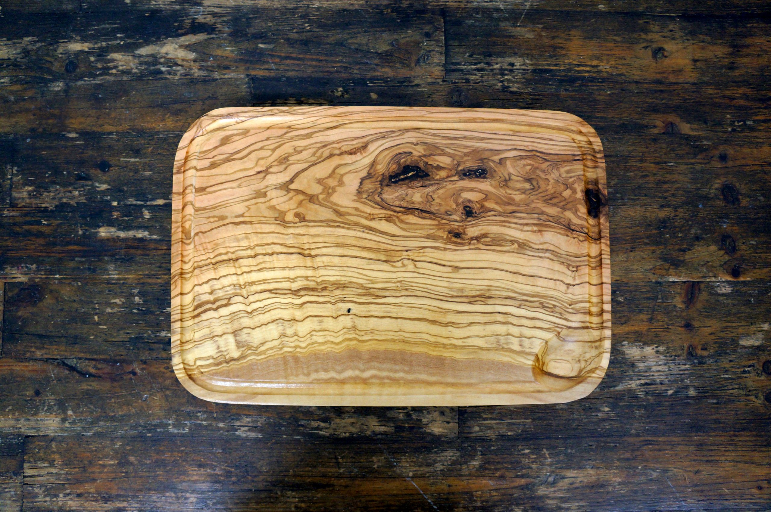 Rechthoekige olijfhouten snijplank 38 x 26 x 1,5 cm